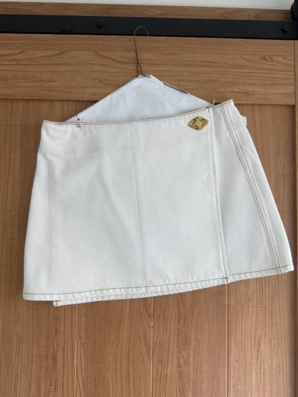 GANNI  Wrap Denim Mini Skirt White Size M/L 40